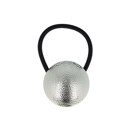 2125742550 Haarelastiek – Cuff 4cm – Cirkel Ornament – Metaalaccent – Zwart Zilver