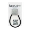 2125763007 Haarelastiek – Cuff 2cm – Vierkant Ornament – Metaalaccent – Zwart Zilver