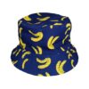Bucket Hat Hoedje – Bananen Print Omkeerbaar – One Size – Blauw Geel Zwart