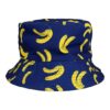 Bucket Hat Hoedje – Bananen Print Omkeerbaar – One Size – Blauw Geel Zwart