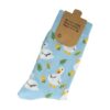 2129155398 Sokken katoen - eenden print - blauw wit - maat 36-43
