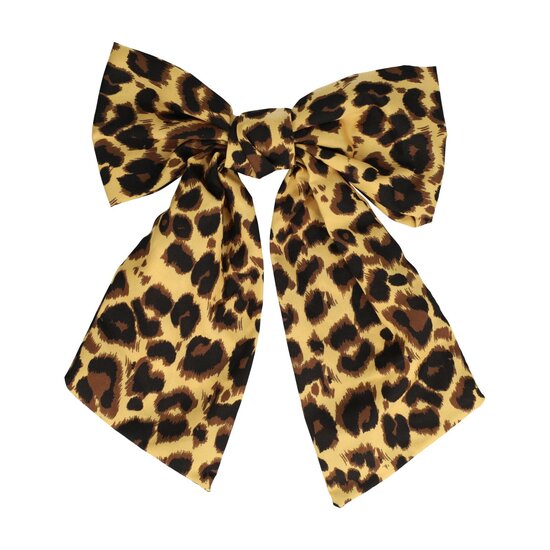 2129289534 Haarspeld Duckklem 18cm – Strik – Panterprint – Zwart Bruin Geel