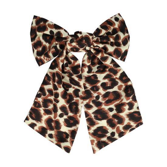 2129289543 Haarspeld Duckklem 18cm – Strik – Panterprint – Zwart Bruin Beige