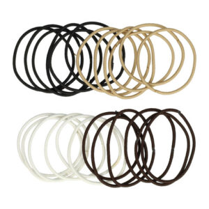 Haarelastieken basic - Dun zonder metaal - Zwart wit beige bruin - Set van 24