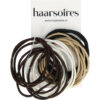 2136657252 Haarelastieken basic - Dun zonder metaal - Zwart wit beige bruin - Set van 24