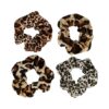 2137062561 Haarelastiek Scrunchie – Panterprint – Velvet Stof – Bruin – Set van 4