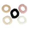 2137418955 Haarelastieken basic - Furry zonder metaal 6cm - Wit creme beige roze zwart - Set van 5
