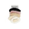 2137418961 Haarelastieken basic - Furry zonder metaal 6cm - Wit creme beige roze zwart - Set van 5