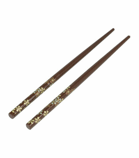 2141281827 Haarspeld haarpinnen - Haarstokjes bloemen hout 18cm - Bruin – Set van 2