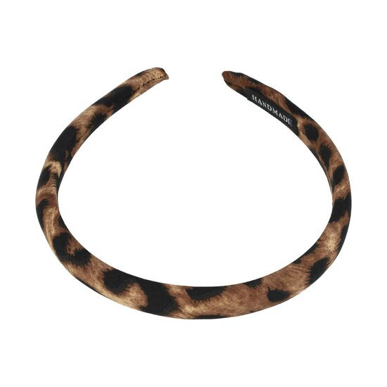 2144201964 Haarband Diadeem 1,5cm – Dik Gevuld – Panterprint Stof – Handmade – Bruin Zwart