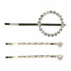 2144809539 Haarspeld schuifspeldjes - Cirkel strass steentjes 5cm - Zilver - Set van 3