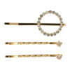 2144810178 Haarspeld schuifspeldjes - Cirkel strass steentjes 5cm - Goud - Set van 3