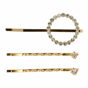 Haarspeld schuifspeldjes - Cirkel strass steentjes 5cm - Goud - Set van 3