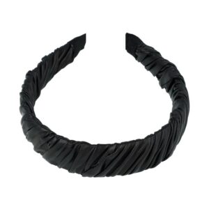 Haarband Diadeem 3cm – Gedraaid Lederlook Stof – Zwart