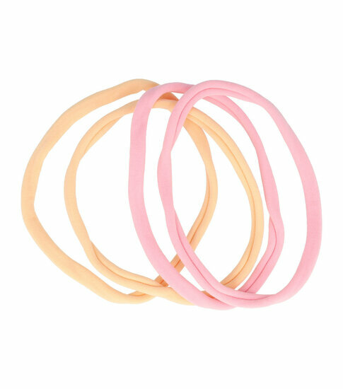 2146082025 Haarband sport - Elastiek endless nylon - Roze oranje - Set van 4
