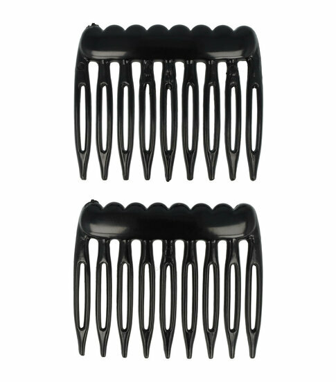 2147712282 Haarspeld Sierkam Opsteekkammen - Basic grove tand 5cm - Zwart - Set van 2