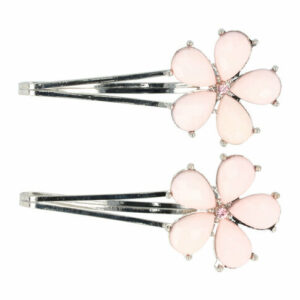 Haarspeld schuifspeldjes - Bloem pastel 5cm - Roze zilver - Set van 2