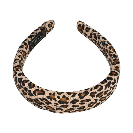 2151082944 Haarband Diadeem 3cm – Zacht Gevuld – Panterprint Stof – Handmade – Zwart Bruin Beige