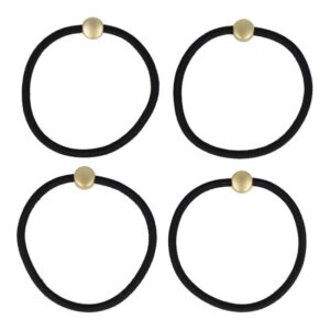 Haarelastieken – Kraal 1cm – Cirkel Ornament – Kunststof – Zwart Goud – Set van 4