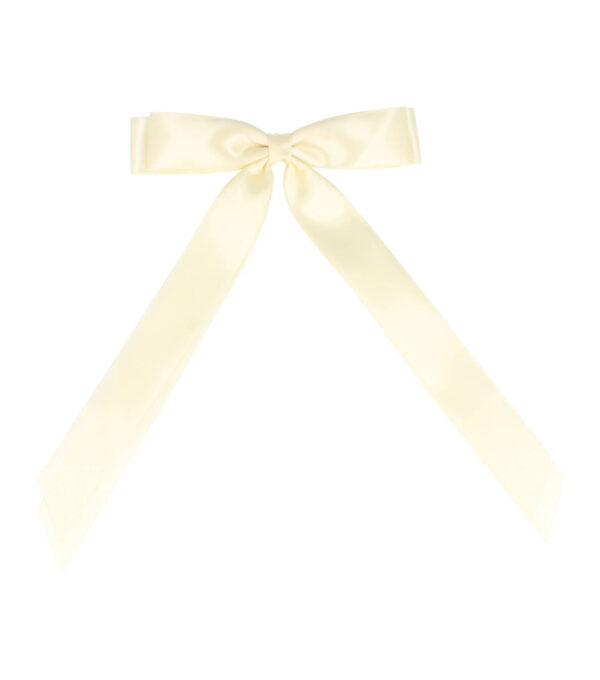 2183_5 Haarspeld Duckklem 12cm – Strik met 20cm Linten – Creme