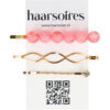 31416-rz_5 Haarspeld schuifspeldjes - Wave strass Kralen 7cm - Roze goud - Set van 3
