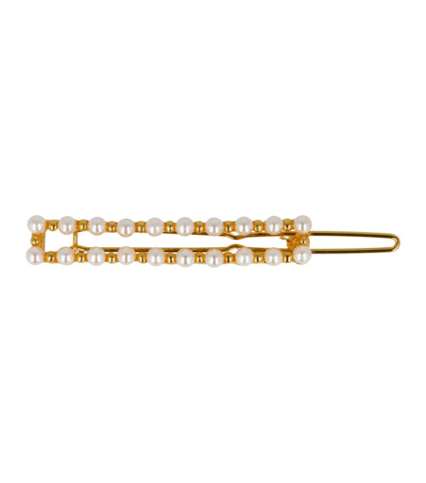 351_5 Haarspeld Haarclip 5cm - Recht - Parel - Wit Goud