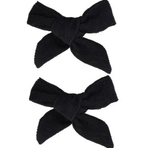 Haarspeld Duckklem 8cm – Strik van Ribstof – Zwart - Set van 2