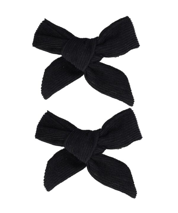 79665-6-7-8_51 Haarspeld Duckklem 8cm – Strik van Ribstof – Zwart - Set van 2