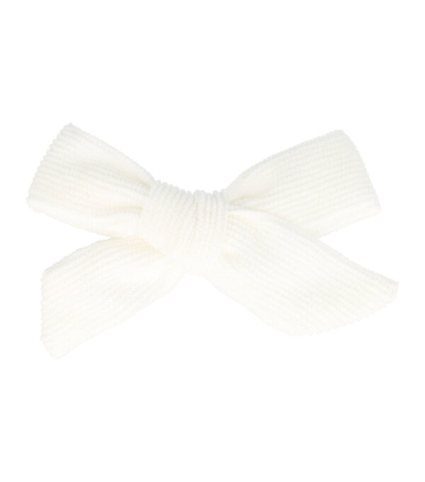 79665-6-7-8_7 Haarspeld Duckklem 8cm – Strik van Ribstof – Wit