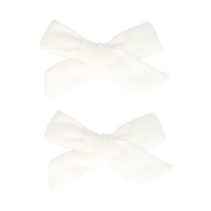 Haarspeld Duckklem 8cm – Strik van Ribstof – Wit