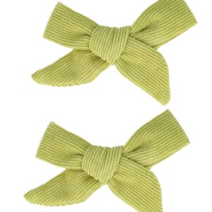Haarspeld Duckklem 8cm – Strik van Ribstof – Groen - Set van 2