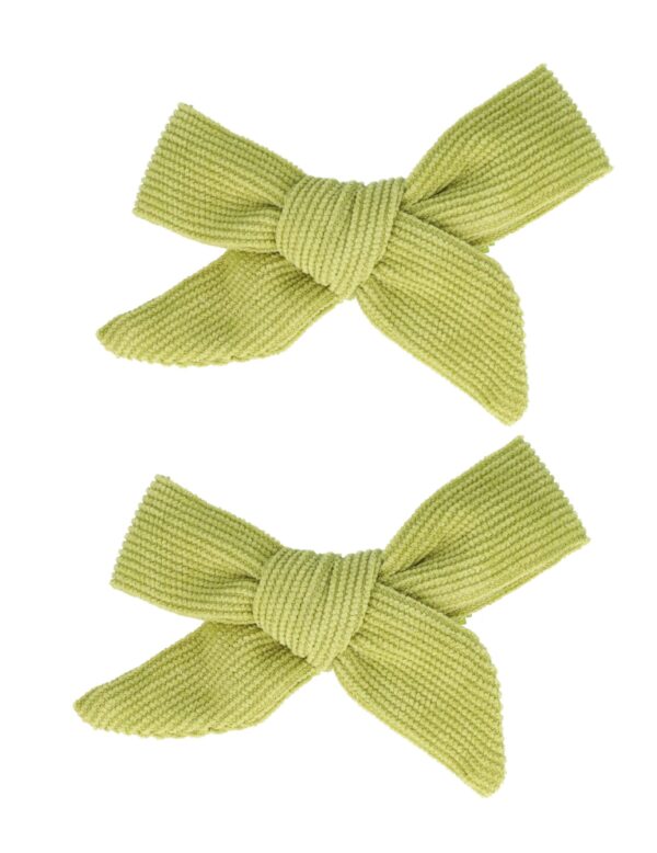 79665-6-7-8_91 Haarspeld Duckklem 8cm – Strik van Ribstof – Groen - Set van 2