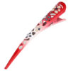 AC1901008_12 Haarspeld Duckklem 13cm – Basic – Opengewerkt Glitter Bloemenprint – Metaal – Rood