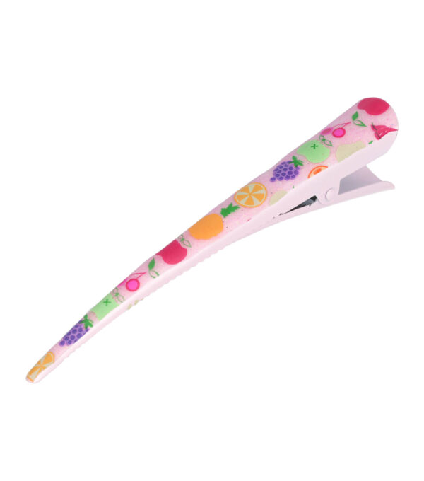 MPH_12 Haarspeld Duckklem 13cm – Basic – Fruitprint – Metaal – Roze Wit
