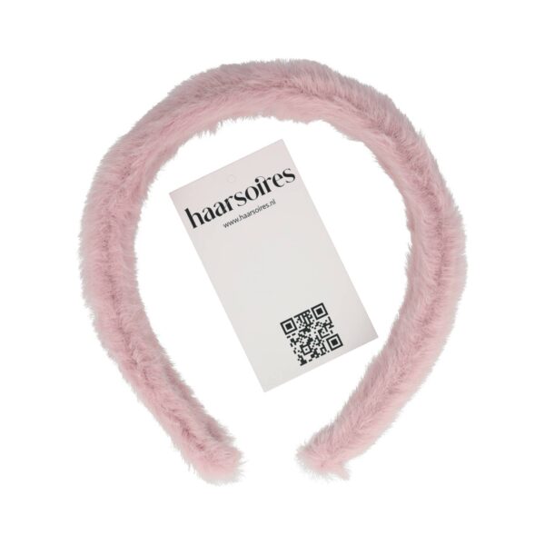Haarband Diadeem 3cm – Teddy Imitatiebont – Oud Roze