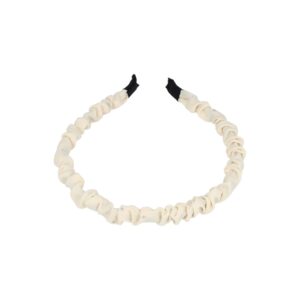 Haarband Diadeem 1cm – Glitter Steentjes – Gerimpelde Stof – Creme