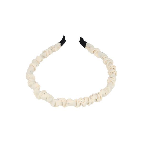 diadeem rimpel creme glitter steentjes_3 Haarband Diadeem 1cm – Glitter Steentjes – Gerimpelde Stof – Creme