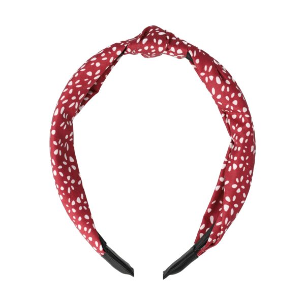 Haarband Diadeem 3cm – Knoop – Stippenprint Stof – Wit Rood