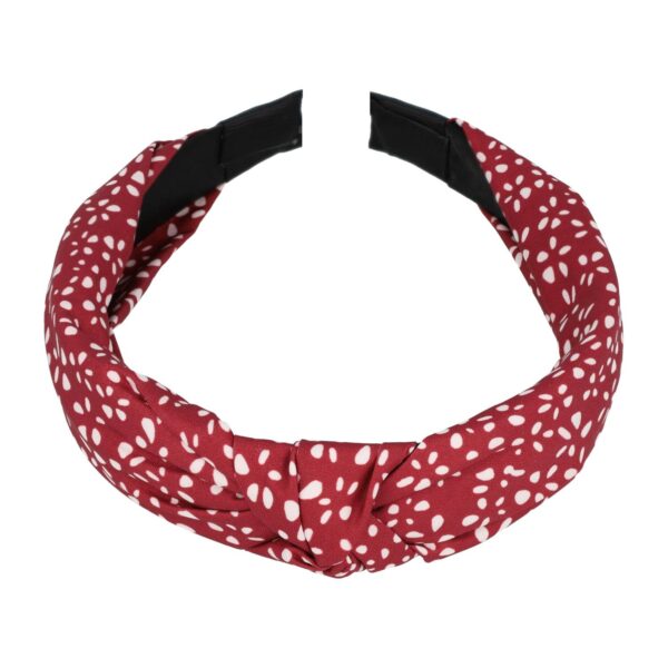 Haarband Diadeem 3cm – Knoop – Stippenprint Stof – Wit Rood