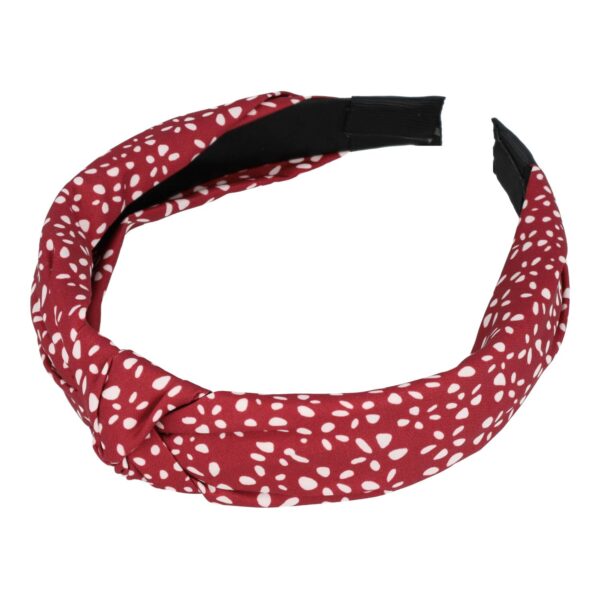 Haarband Diadeem 3cm – Knoop – Stippenprint Stof – Wit Rood
