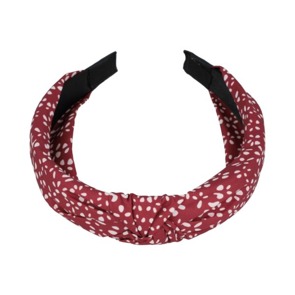 Haarband Diadeem 3cm – Knoop – Stippenprint Stof – Wit Rood