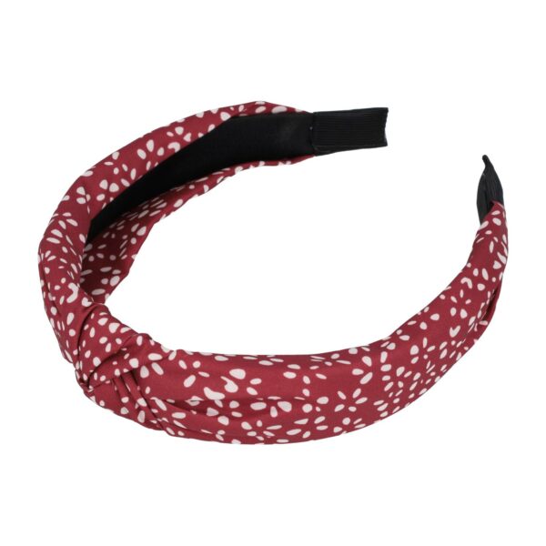 Haarband Diadeem 3cm – Knoop – Stippenprint Stof – Wit Rood