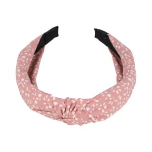 diadeem stippen print knoop_3 Haarband Diadeem 3cm – Knoop – Stippenprint Stof – Roze