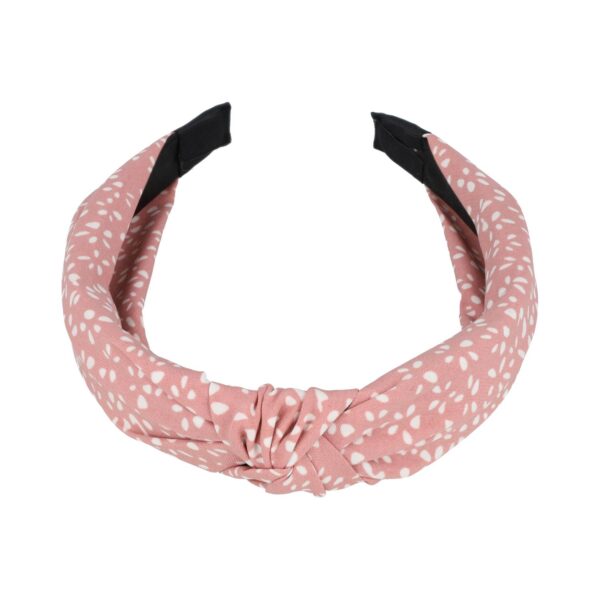 diadeem stippen print knoop_3 Haarband Diadeem 3cm – Knoop – Stippenprint Stof – Roze