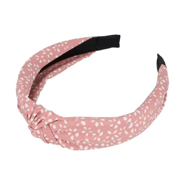 diadeem stippen print knoop_4 Haarband Diadeem 3cm – Knoop – Stippenprint Stof – Roze