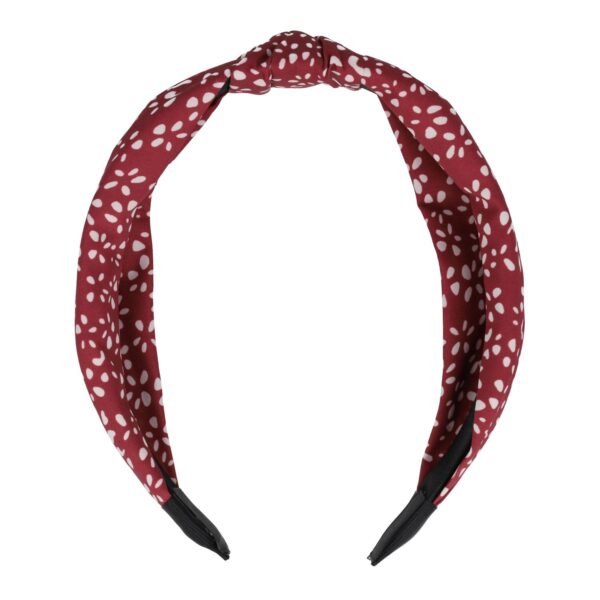 Haarband Diadeem 3cm – Knoop – Stippenprint Stof – Wit Rood