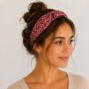 Haarband Diadeem 3cm – Knoop – Stippenprint Stof – Wit Rood