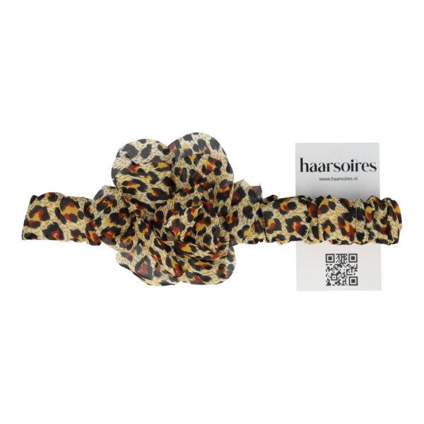 haarband bloem panter patroon roze wit bruin_4 Haarband Bloem - Panterprint – Zwart bruin
