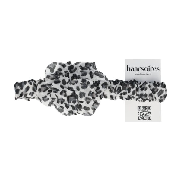 haarband bloem panter patroon roze wit bruin_6 Haarband Bloem - Panterprint – Zwart wit