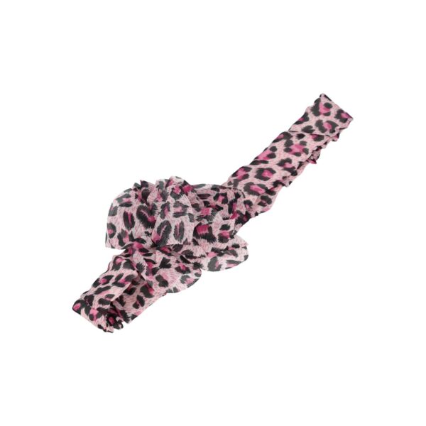 haarband bloem panter patroon roze wit bruin_8 Haarband Bloem - Panterprint – Zwart roze